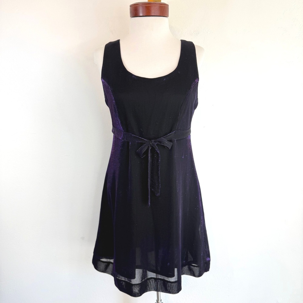 Vintage All That Jazz Purple Shimmer Fit Flare Dress‎ M 90s Whimsygoth Party
